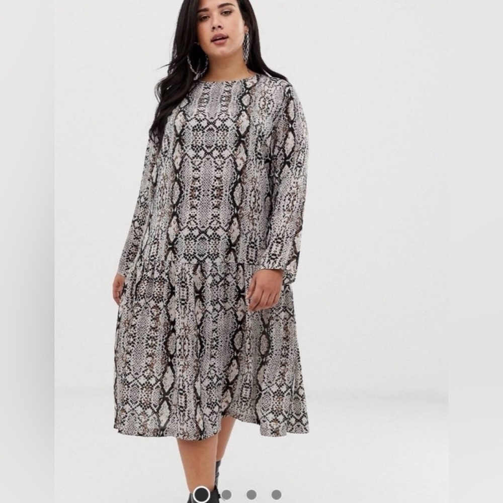PreLoved ASOS Curve Snakeskin Print Dress - Brown and Black